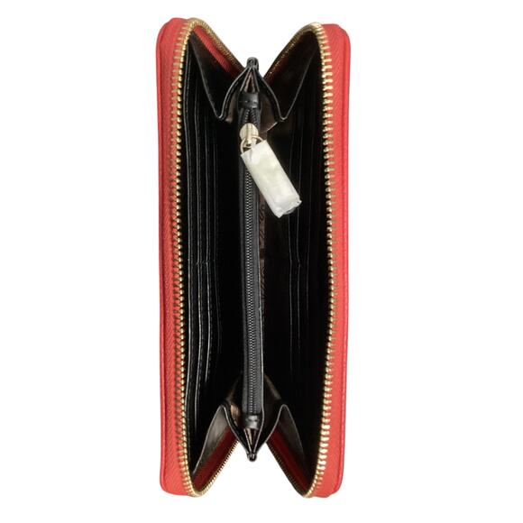 NWT Love Moschino Women’s Wallet Zipper Doll Face Decor Rhinestones Red - Picture 4 of 5